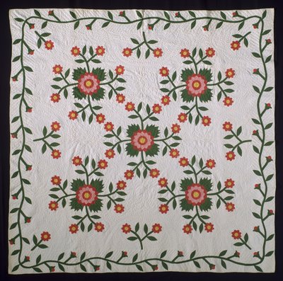 Whig Rose surface applique quilt by American School